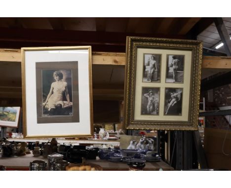 TWO FRAMED EROTIC VINTAGE PRINTS 
