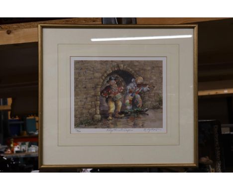 A FRAMED A MATKINSON SIGNED LIMITED EDITION 110/500 PRINT RHYTHM AND CAPER 