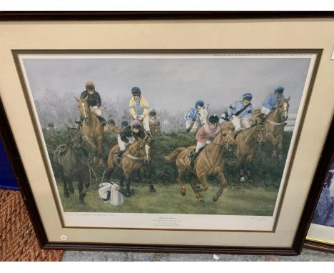 A LIMITED EDITION, 43/500, PRINT OF GRAND NATIONAL HEROES, SIGNED IN PENCIL BY THE ARTIST, S J WINGATE, 74CM X 63CM 