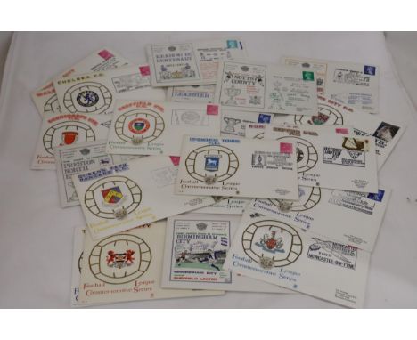 A QUANTITY OF FIRST DAY COVERS AND STAMPS TO INCLUDDE BIRMINGHAM CITY, NEWCASTLE UNITED, WOLVERHAMPTON WANDERERS, ETC., 