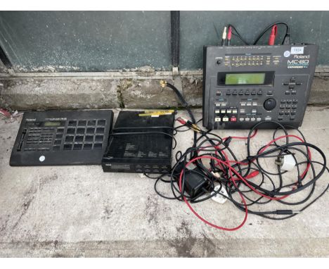 AN ASSORTMENT OF ELECTRICAL ITEMS TO INCLUDE A ROLAND MC-80 MICRO COMPOSSER AND A ROLAND R-5 HUMAN RYTHEM COMPOSSER ETC 