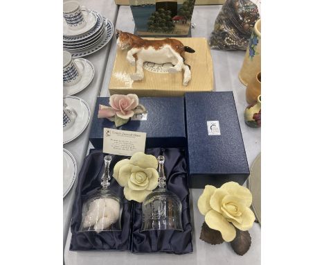 A BORDER FINE ARTS POTTERY SHIRE HORSE, HEIGHT 17CM, BOXED, TWO LILMITED EDITION, BOXED, SCHOTT-ZWIESEL-GLASS ROYAL WEDDING B