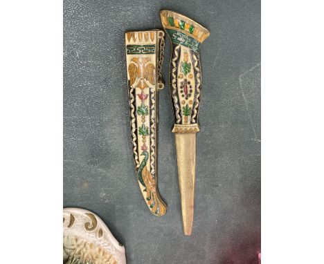 AN ORNATE ENAMELLED DAGGER AND SCABBARD 