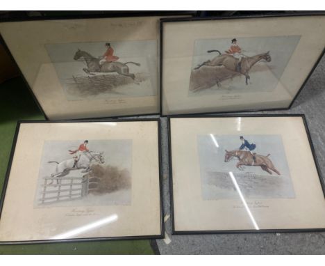 FOUR VINTAGE FRAMED HUNTING PRINTS 