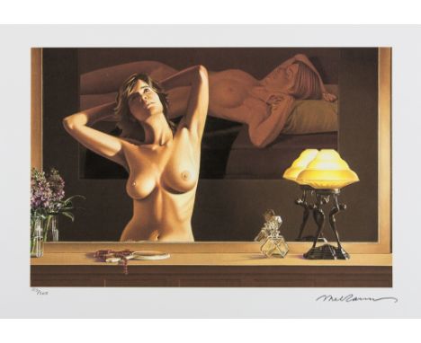 Mel Ramos (after) 'Young Girl before a Mirror' offset lithograph in colors on Arches paper, Georges Israel Editeur, sheet siz