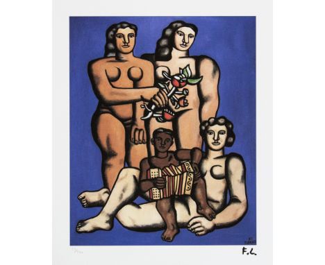 Fernand Leger (after) 'Three Sisters' lithography print, plate signed bottom right, numbered with pencil bottom left, limited