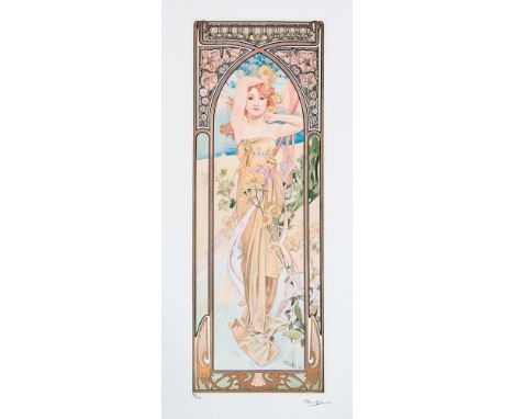Alphonse Mucha (after) 'Brightness of Day' lithography print, sheet size 50 x 70 cm, plate signed bottom right, numbered with