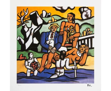 Fernand Leger (after) 'The Outing in the Country' lithography print, plate signed bottom right, numbered with pencil bottom l