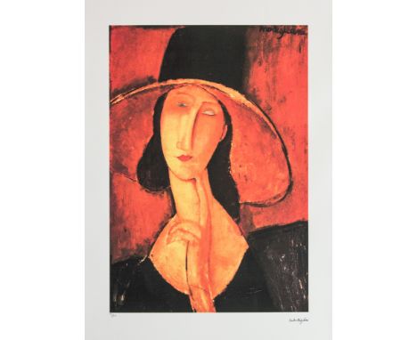 Amadeo Modigliani (after) 'Jeanne Hebuterne with Large Hat' lithography print, plate signed bottom right, numbered with penci