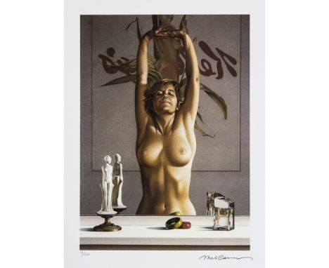 Mel Ramos (after) 'Young Girl before a Mirror' offset lithograph in colors on Arches paper, Georges Israel Editeur, sheet siz