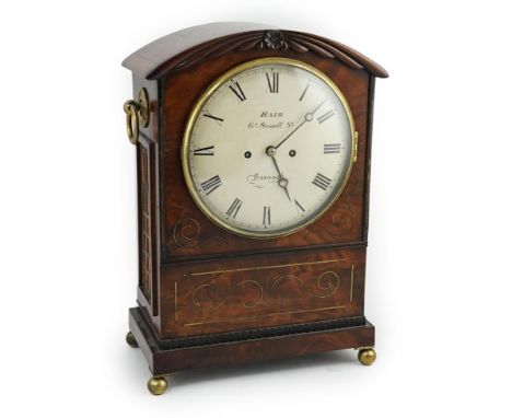Hair, Gt Russell St. Borough - a Regency brass strung mahogany eight day bracket clock, with painted Roman dial and brass rin