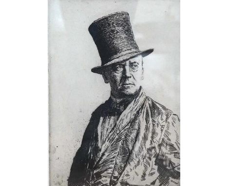 Joseph Simpson (1879-1939), drypoint etching, ‘Portrait of James Pryde’, signed by artist and sitter, 31 x 22cm. Condition - 