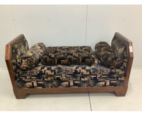 A French Art Deco daybed, width 150cm, depth 74cm, height 75cm. Condition - fair