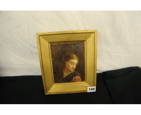 18th century portrait in gilt frame of a Young Lady looking downcast 
