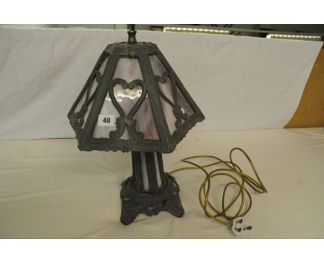 Ornate metal with heavy marble effect glass table lamp 
