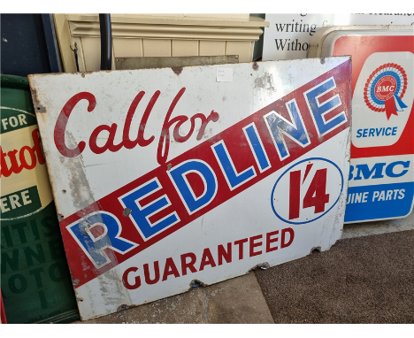 ORIGINAL REDLINE GUARANTEED ENAMEL SIGN