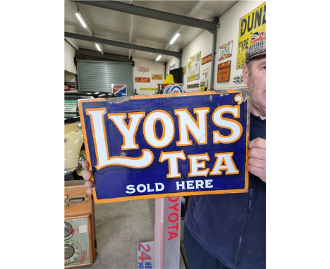 LYONS TEA DOUBLE SIDED ENAMEL SIGN