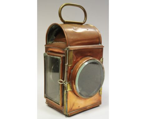 An early 20th century copper railway signal lantern 