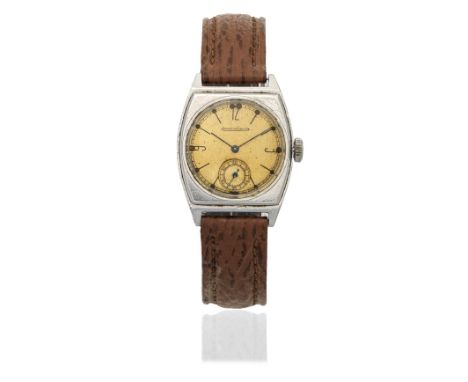 Jaeger-LeCoultre. A stainless steel manual wind tonneau form wristwatchDate: Circa 1930Movement: Jewelled manual wind, No.991