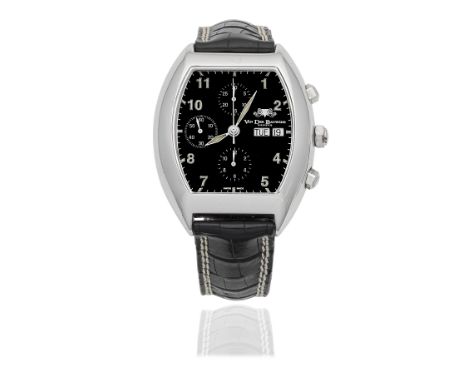 Van Der Bauwede. A silver automatic calndar chronograph wristwatchModel: Magnum Cal.35, No.041Date: Circa 2005Movement: 25-je