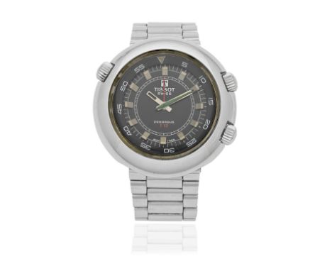Tissot. A stainless steel automatic bracelet watch with alarmModel: SonorousReference: T12Date: Circa 1970Movement: Jewelled 
