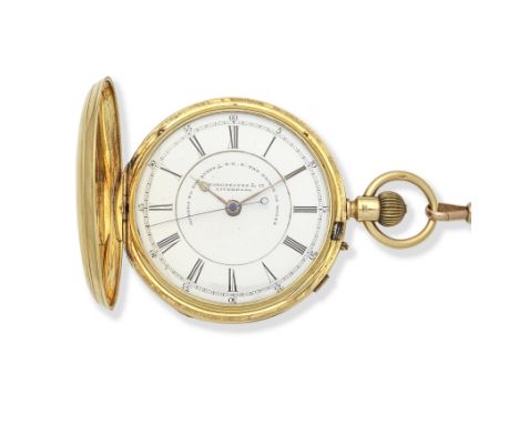 J. Hargreaves &amp; Co, Liverpool. An 18K gold keyless wind full hunter pocket watch with stop/start secondsDate: Chester Hal