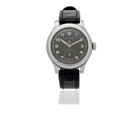 Cyma. A stainless steel manual wind British Military issue wristwatchModel: 'Dirty Dozen'Date: Circa 1945Movement: 15-jewel C