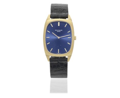 Patek Philippe. An 18K gold manual wind rectangular wristwatch with sigma dialModel: EllipseReference: 3567Date: Circa 1980Mo