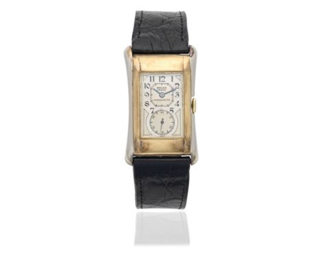 Rolex. A 9K gold and silver manual wind rectangular wristwatchModel: PrinceReference: 971Date: Circa 1930Movement: 15-jewel m