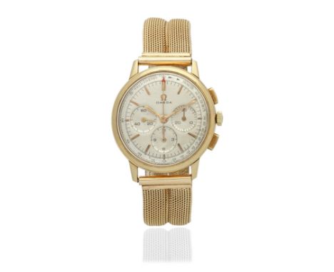 Omega. An 18K gold manual wind chronograph bracelet watchReference: 101 010 64Date: Circa 1960Movement: 17-jewel Cal.321 manu