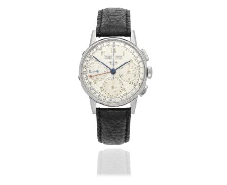 Heuer. A stainless steel manual wind chronograph wristwatch with triple calendarDate: Circa 1950Movement: 17-jewel manual win