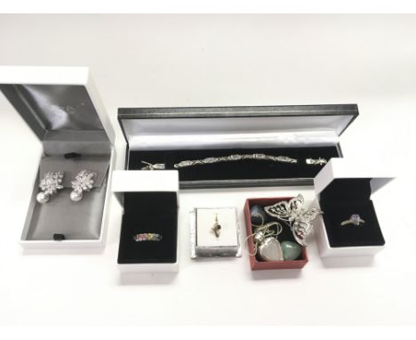 A collection of good quality costume jewellery, mainly silver set, one ring set with sapphires.