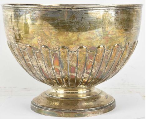 WALTER &amp; JOHN BARNARD; a Victorian hallmarked silver large fruit bowl/punch bowl, with fluted sides on stepped circular b