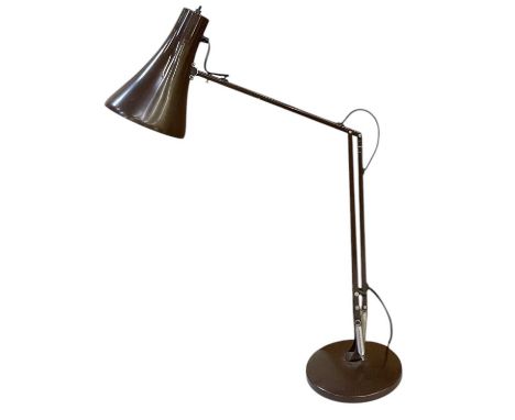 An early 20th century brown painted Anglepoise type lamp, height approx 70cm.