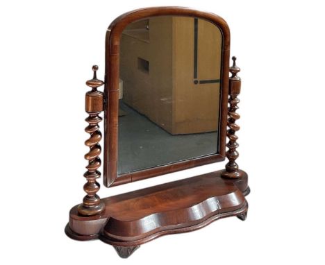 A late Victorian mahogany barley twist toilet mirror, height 64cm.