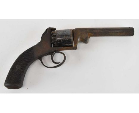 An early 20th century percussion revolver, possibly Adams Patent, length of barrel 12.5cm, overall length 24cm.
