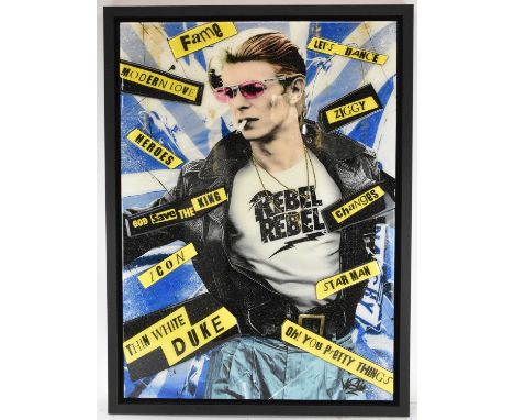 MR SLY; a limited edition print, 'Rebel Rebel', numbered 10/195, 91 x 66cm, framed.