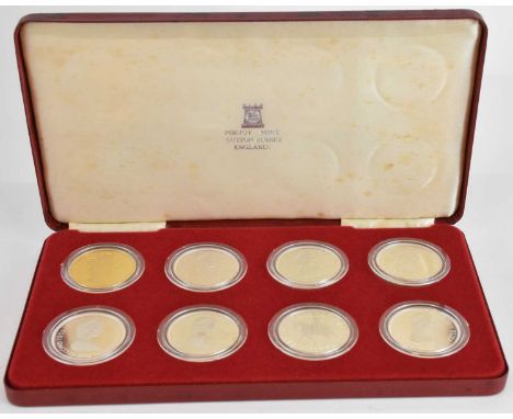 POBJOY MINT; a cased set of eight sterling silver encapsulated coins commemorating the Silver Jubilee of Her Majesty Queen El