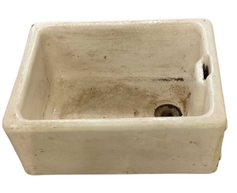 An early 20th century white glazed porcelain 'Belfast' type sink, 59 x 45cm.