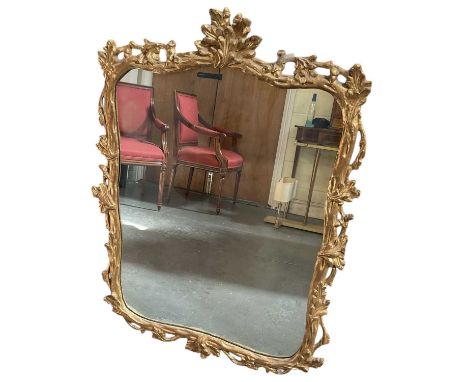 A modern floral gilt framed rectangular wall mirror, 112 x 84cm.