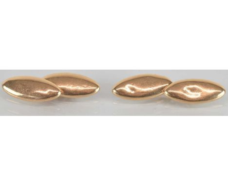 A pair of 9ct yellow gold oval cufflinks, combined approx 5.6g.