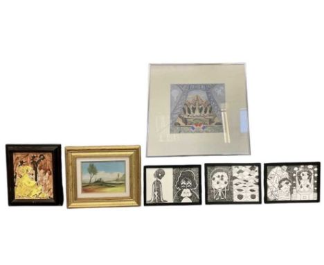 KAVITA SINGH KALE (Indian); a set of three pen and ink drawings, all inscribed verso, all 19 x 29cm, framed and glazed, also 