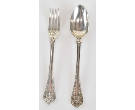 WILLIAM HUNTER &amp; SON; a matching Victorian hallmarked silver fork and spoon, London 1870, combined approx 2.3ozt/71g (2).
