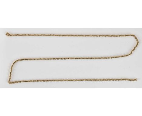 A 9ct gold rope twist necklace with ring clasp, length 85cm, approx 29.7g.