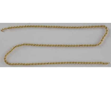 A 9ct gold rope twist necklace with ring clasp, length 60cm, approx 6.4g.