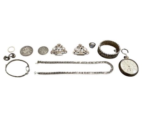 A collection of silver including a C Winter of Preston open face pocket watch, with Roman numerals, outer minute track and sm