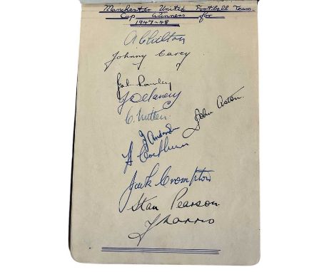 MANCHESTER UNITED; a mid 20th century autograph album, the first page bearing signatures of twelve Manchester United football