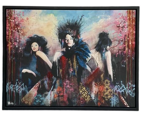 † TROIKA; a hand embellished print on canvas, 'Trinity', numbered 21/95 lower left, with certificate of authenticity verso, 9