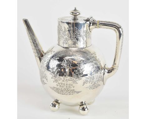 X WALTER &amp; JOHN BARNARD; a Victorian hallmarked silver teapot, the design in the style of Dr Christopher Dresser, London 