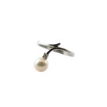 Moderner 585 WG Ring Perle Brillant